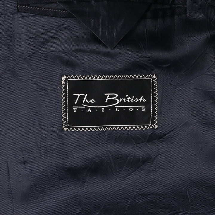 The British Tailor Stripe Pattern Peak Lapel Double-Breasted Wool Tailored Jacket, Made in the UK, Men's Size Medium wool navy blue type Vintage Second Hand