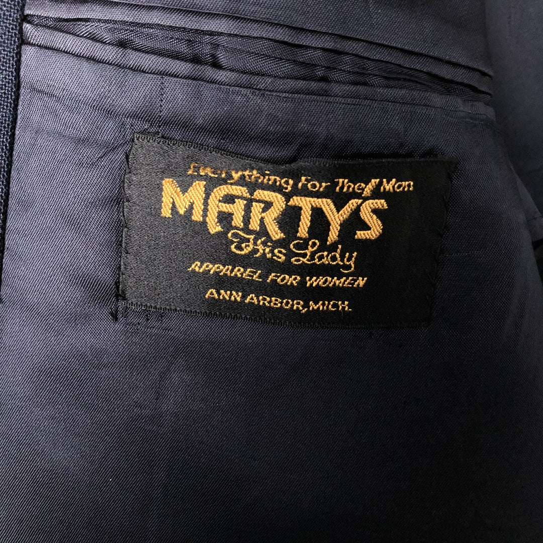 MARTYS Navy Blazer Tailored Jacket, Made in USA, Women's Size L (approx.) unclear navy blue type Vintage Second Hand