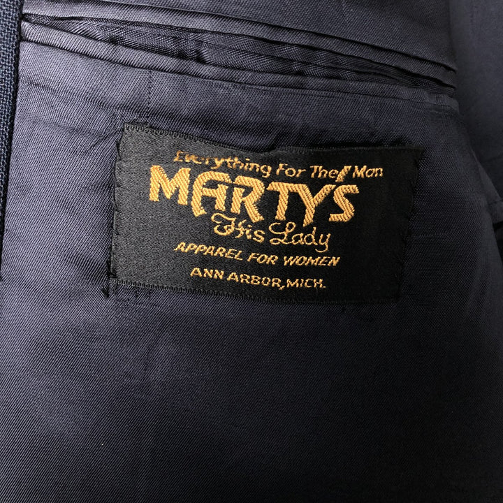 MARTYS Navy Blazer Tailored Jacket, Made in USA, Women's Size L (approx.) unclear navy blue type Vintage Second Hand