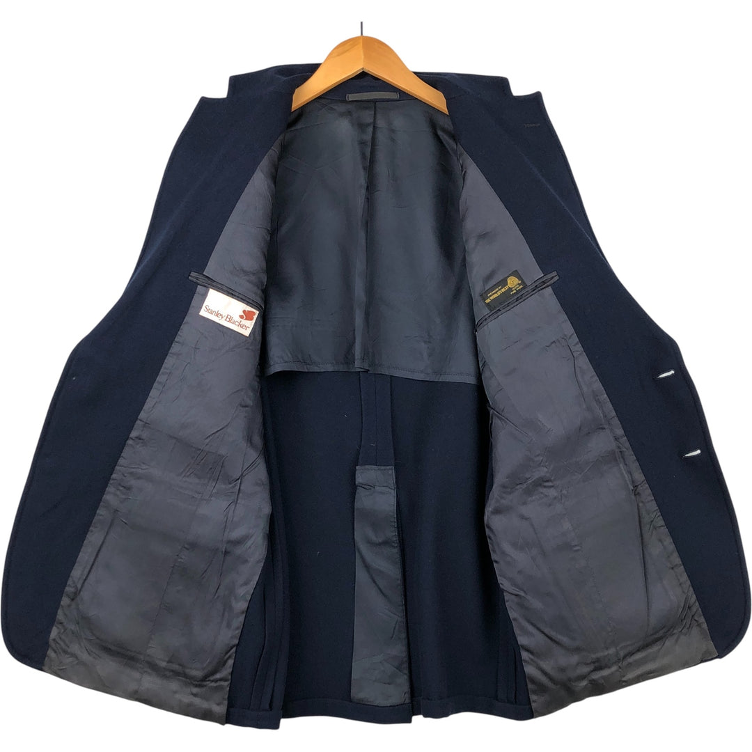 Stanley Blacker Navy Blazer, Tailored Jacket, Made in USA, Men's Size Medium wool navy blue type Vintage Second Hand