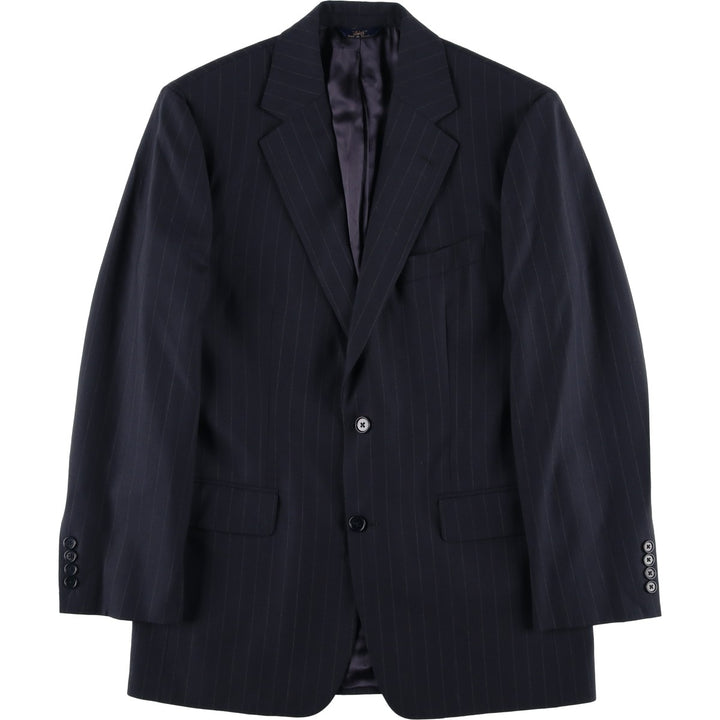 Brooks Brothers 346 Stretch Stripe Pattern Wool Tailored Jacket, Men's Size Medium wool navy blue type Vintage Second Hand
