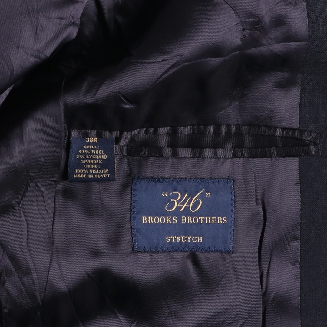 Brooks Brothers 346 Stretch Stripe Pattern Wool Tailored Jacket, Men's Size Medium wool navy blue type Vintage Second Hand