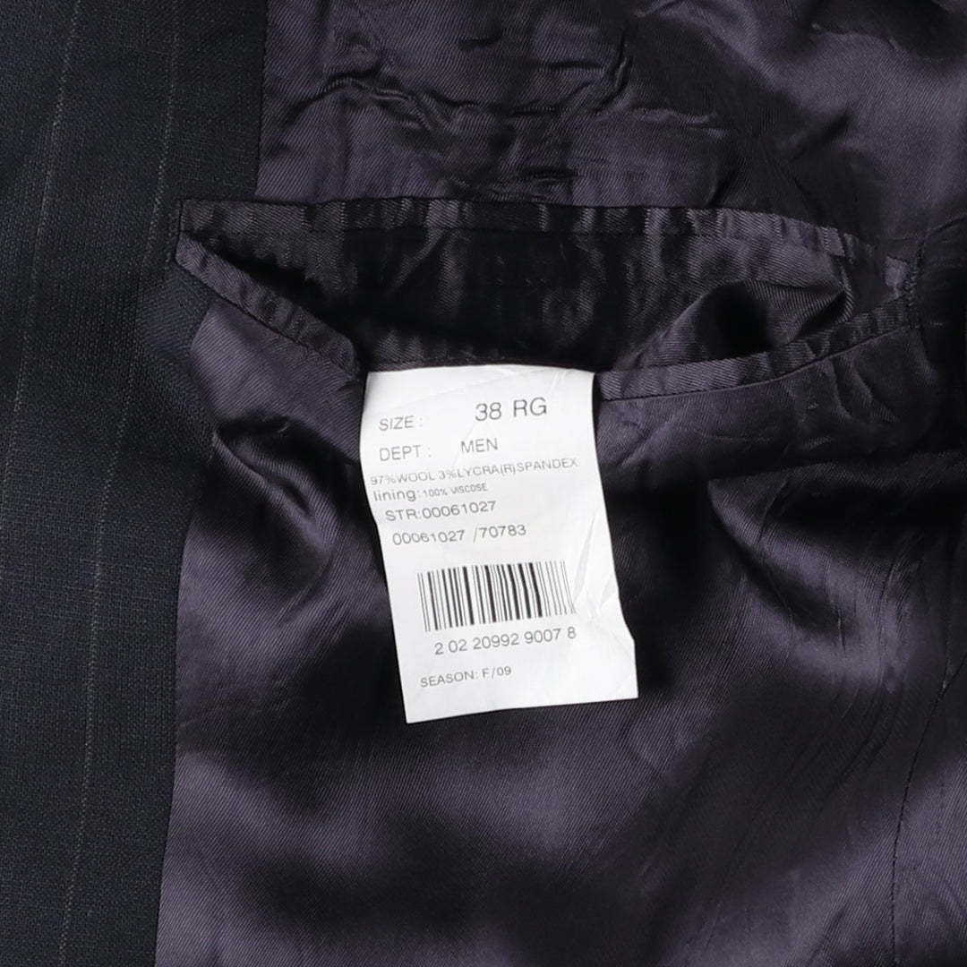 Brooks Brothers 346 Stretch Stripe Pattern Wool Tailored Jacket, Men's Size Medium wool navy blue type Vintage Second Hand