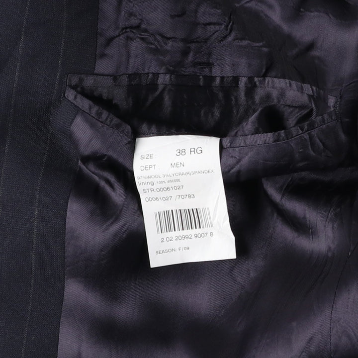 Brooks Brothers 346 Stretch Stripe Pattern Wool Tailored Jacket, Men's Size Medium wool navy blue type Vintage Second Hand