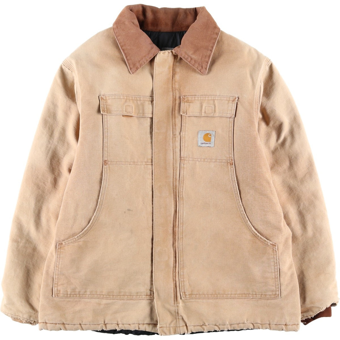 Carhartt Traditional Coat Duck Work Jacket Men's L size unclear Beige type Vintage Second Hand