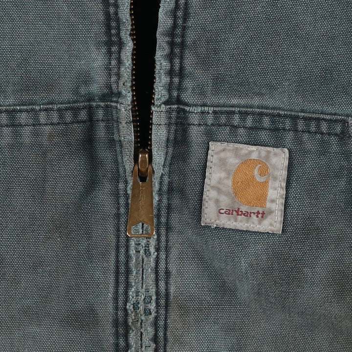80s-90'S Carhartt Active Jacket, Padded Duck Full-Zip Hoodie, Made in USA, Men's XL unclear blue type Vintage Second Hand