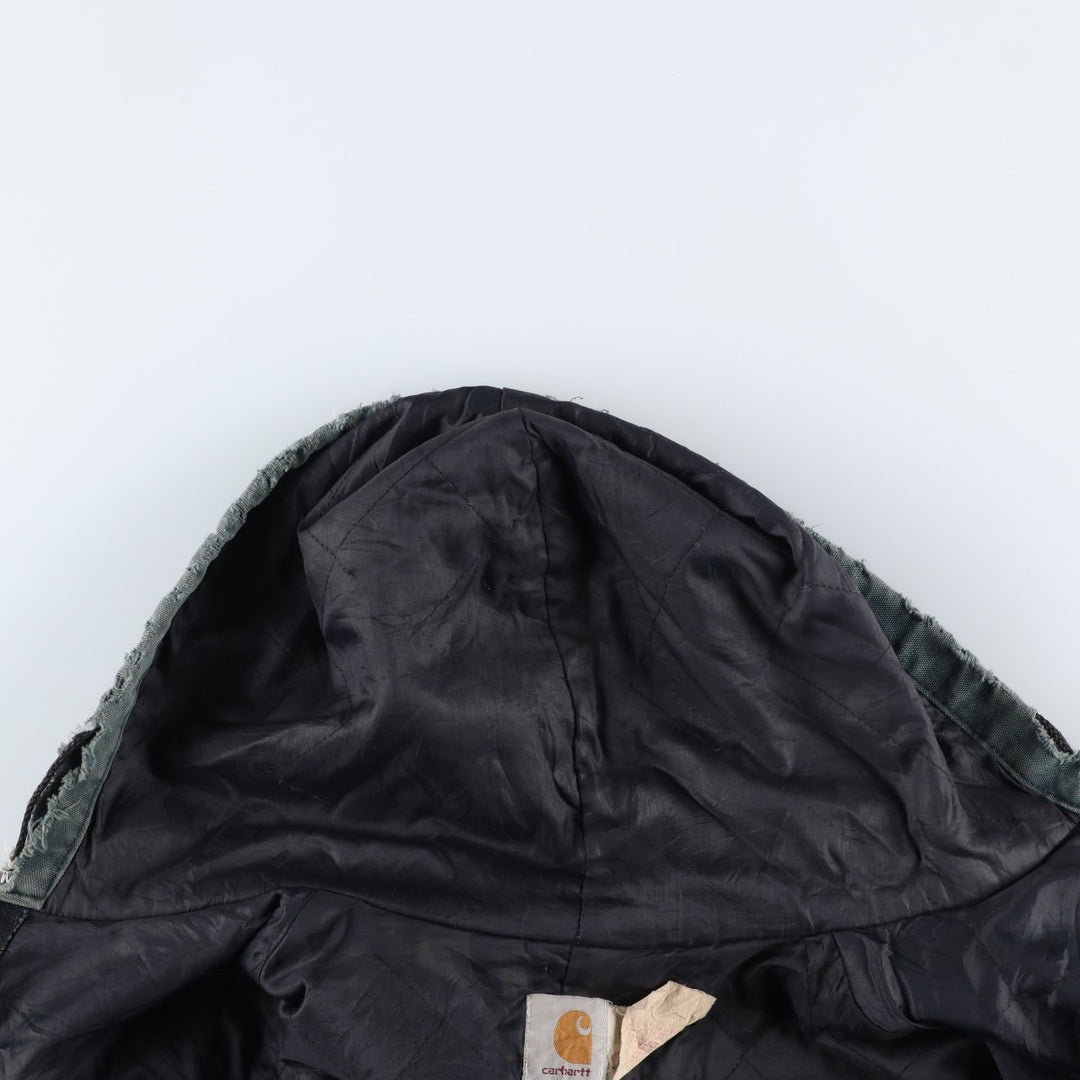 80s-90'S Carhartt Active Jacket, Padded Duck Full-Zip Hoodie, Made in USA, Men's XL unclear blue type Vintage Second Hand