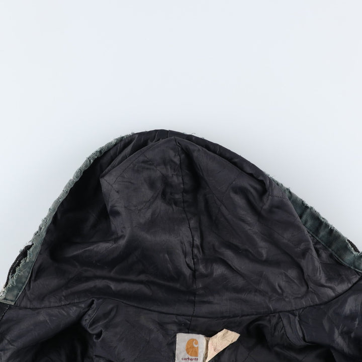 80s-90'S Carhartt Active Jacket, Padded Duck Full-Zip Hoodie, Made in USA, Men's XL unclear blue type Vintage Second Hand