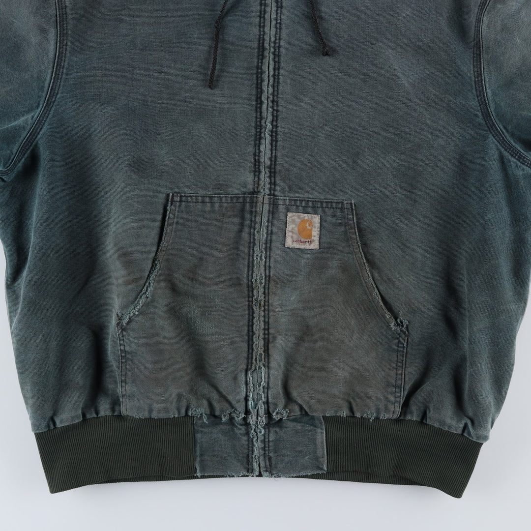 80s-90'S Carhartt Active Jacket, Padded Duck Full-Zip Hoodie, Made in USA, Men's XL unclear blue type Vintage Second Hand