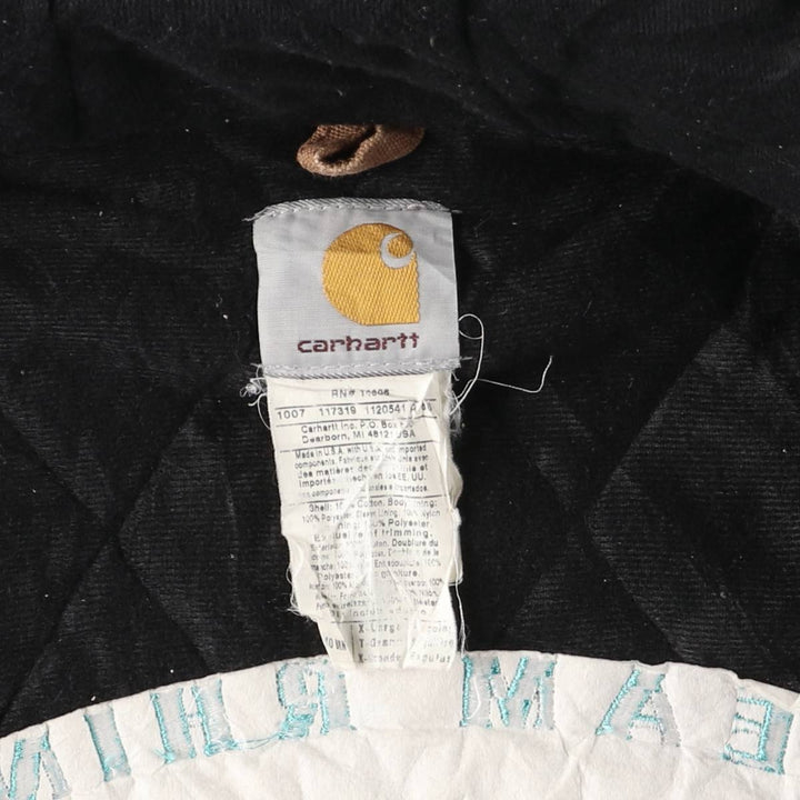 2000'S Carhartt Active Jacket, Padded Duck Full-Zip Hoodie, Made in USA, Men's XL cotton brown type Vintage Second Hand