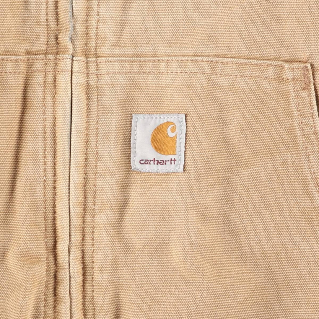 2000'S Carhartt Active Jacket, Padded Duck Full-Zip Hoodie, Made in USA, Men's XL cotton brown type Vintage Second Hand