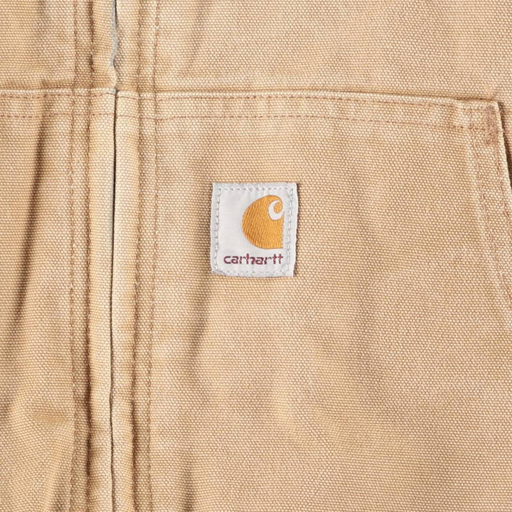 2000'S Carhartt Active Jacket, Padded Duck Full-Zip Hoodie, Made in USA, Men's XL cotton brown type Vintage Second Hand