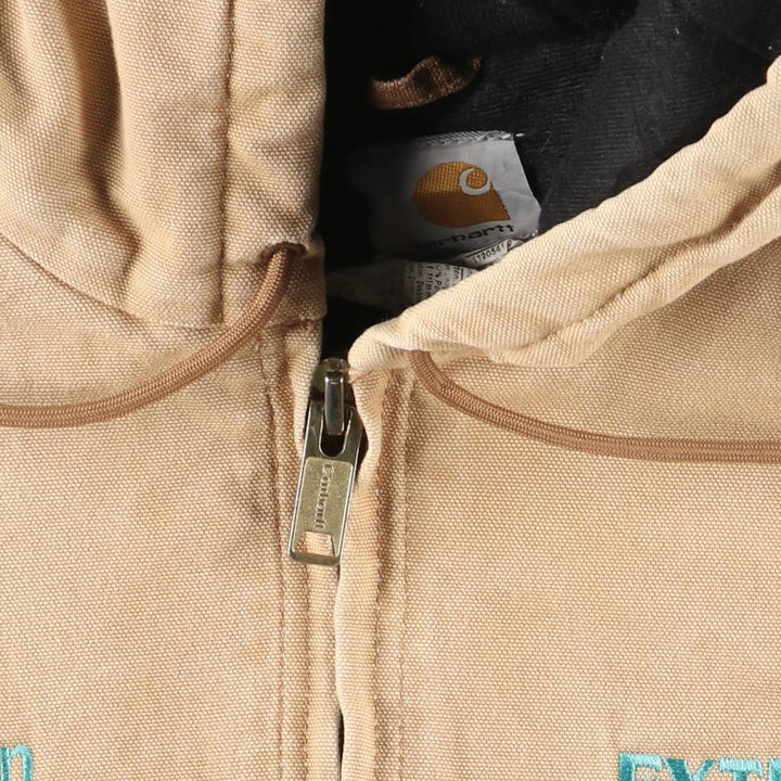 2000'S Carhartt Active Jacket, Padded Duck Full-Zip Hoodie, Made in USA, Men's XL cotton brown type Vintage Second Hand