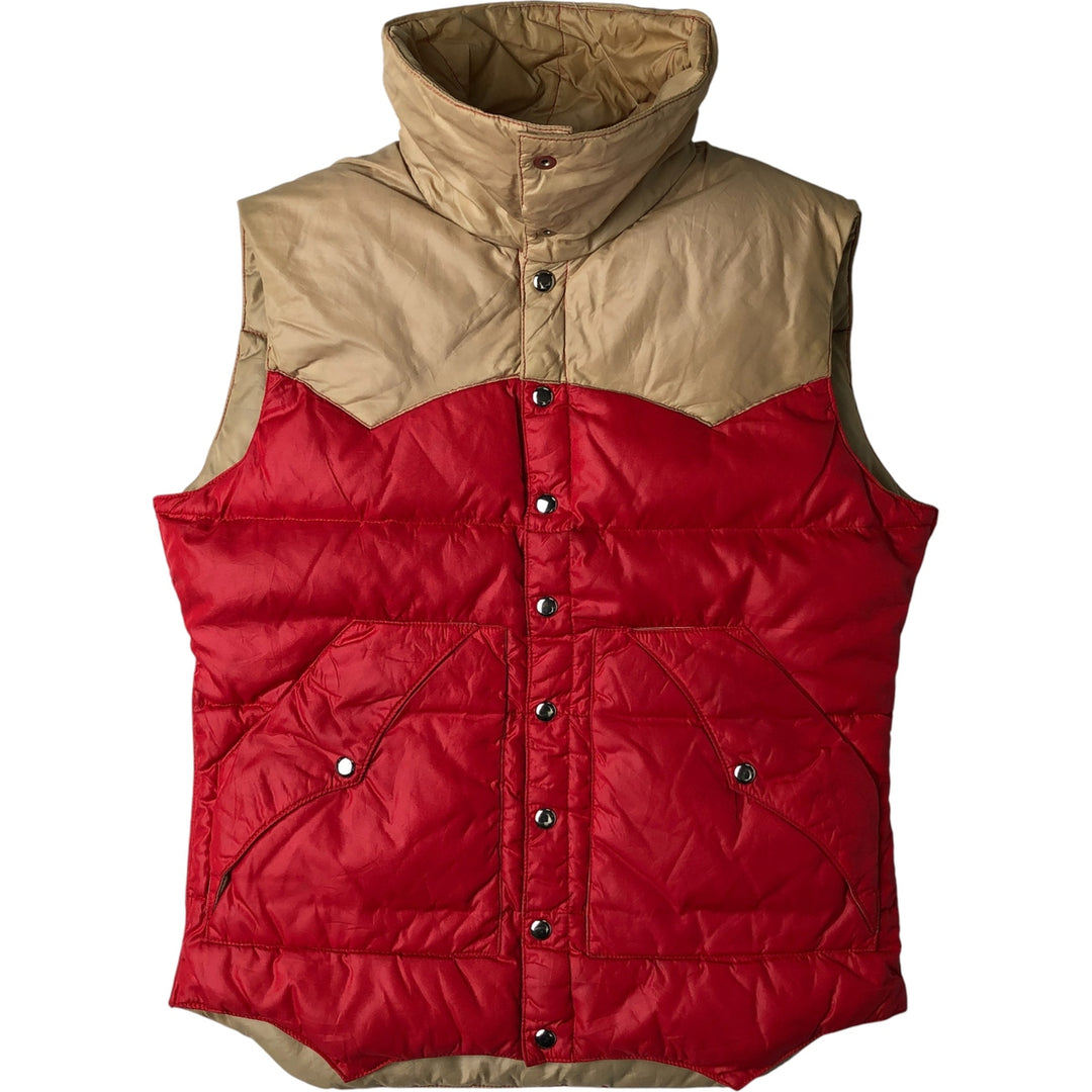 Vintage 1970'S PETERS two-tone down vest, size S, men's Nylon beige type brown Vintage Second Hand