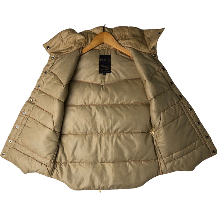 Vintage 1970'S PETERS two-tone down vest, size S, men's Nylon beige type brown Vintage Second Hand