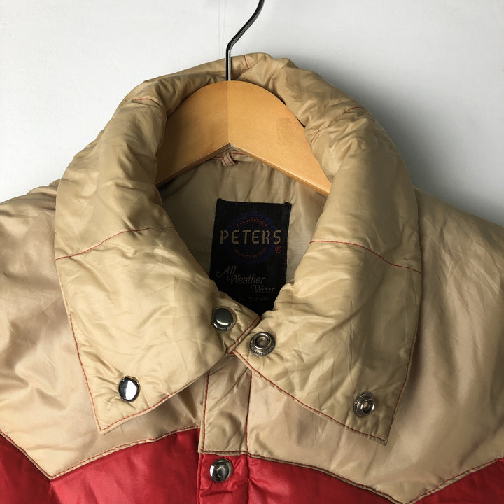 Vintage 1970'S PETERS two-tone down vest, size S, men's Nylon beige type brown Vintage Second Hand