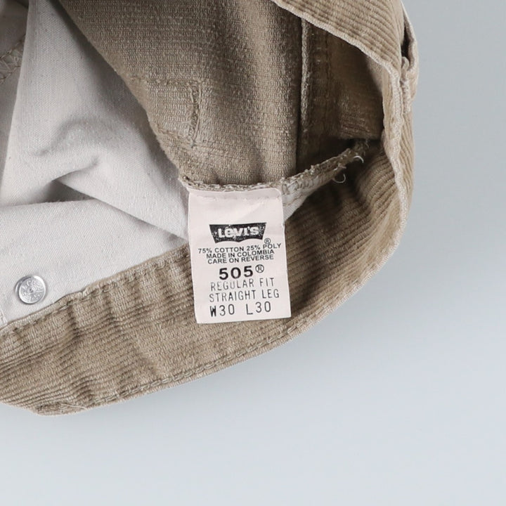 2000'S Levi's 505 Regular Fit Straight Leg Corduroy Pants, Men's, Size W30 cotton Beige type Vintage Second Hand