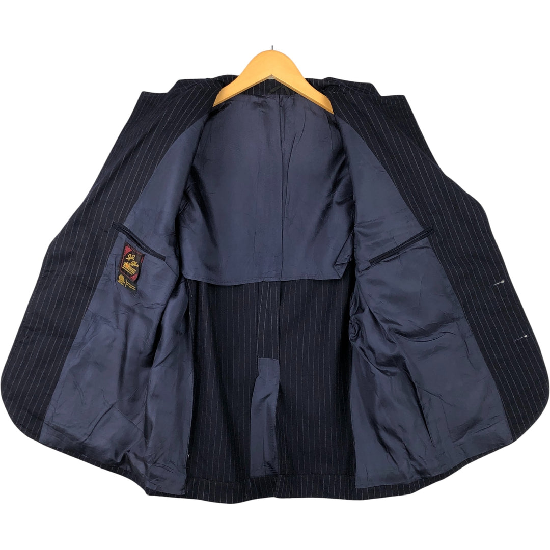 John Blair Striped Pattern Wool Tailored Jacket, Men's Size Small wool navy blue type Vintage Second Hand