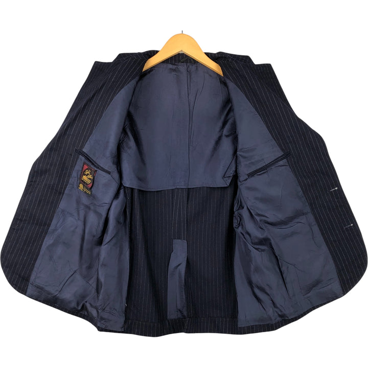 John Blair Striped Pattern Wool Tailored Jacket, Men's Size Small wool navy blue type Vintage Second Hand
