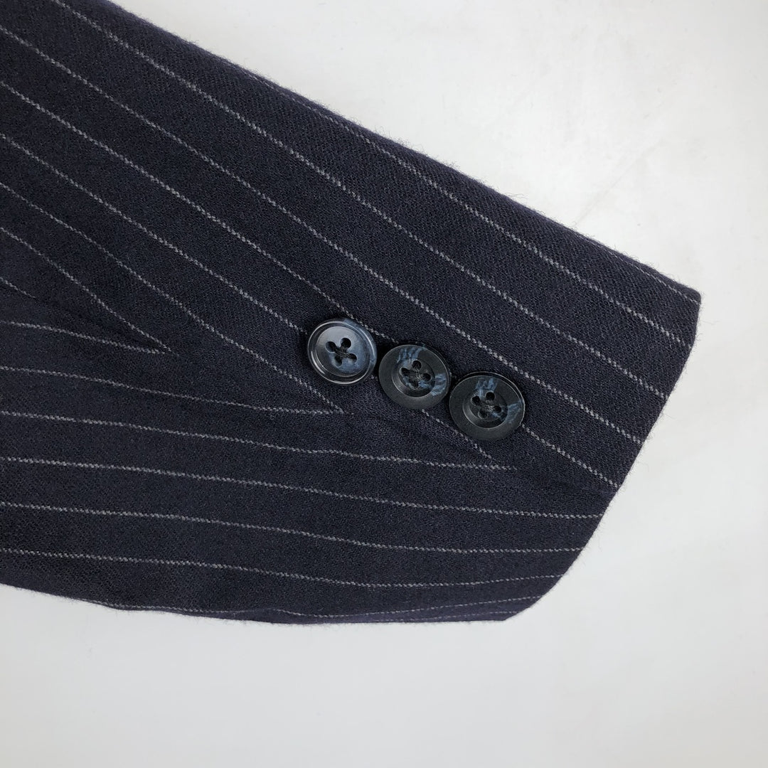 John Blair Striped Pattern Wool Tailored Jacket, Men's Size Small wool navy blue type Vintage Second Hand