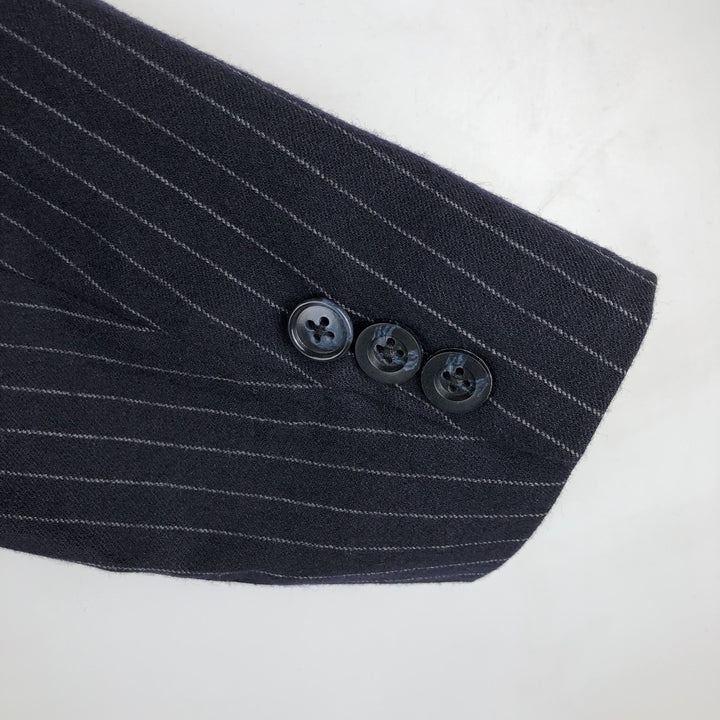 John Blair Striped Pattern Wool Tailored Jacket, Men's Size Small wool navy blue type Vintage Second Hand