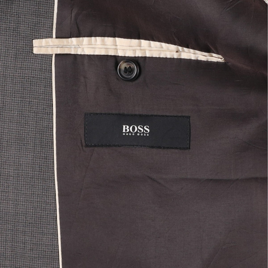 Hugo Boss Check Pattern Mohair Blend Wool Tailored Jacket, Men's Size L wool gray type Vintage Second Hand
