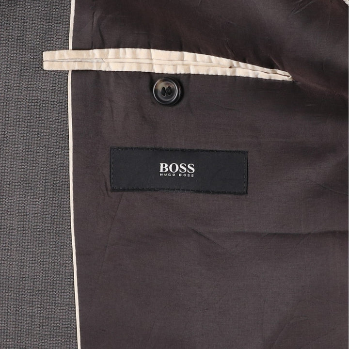 Hugo Boss Check Pattern Mohair Blend Wool Tailored Jacket, Men's Size L wool gray type Vintage Second Hand