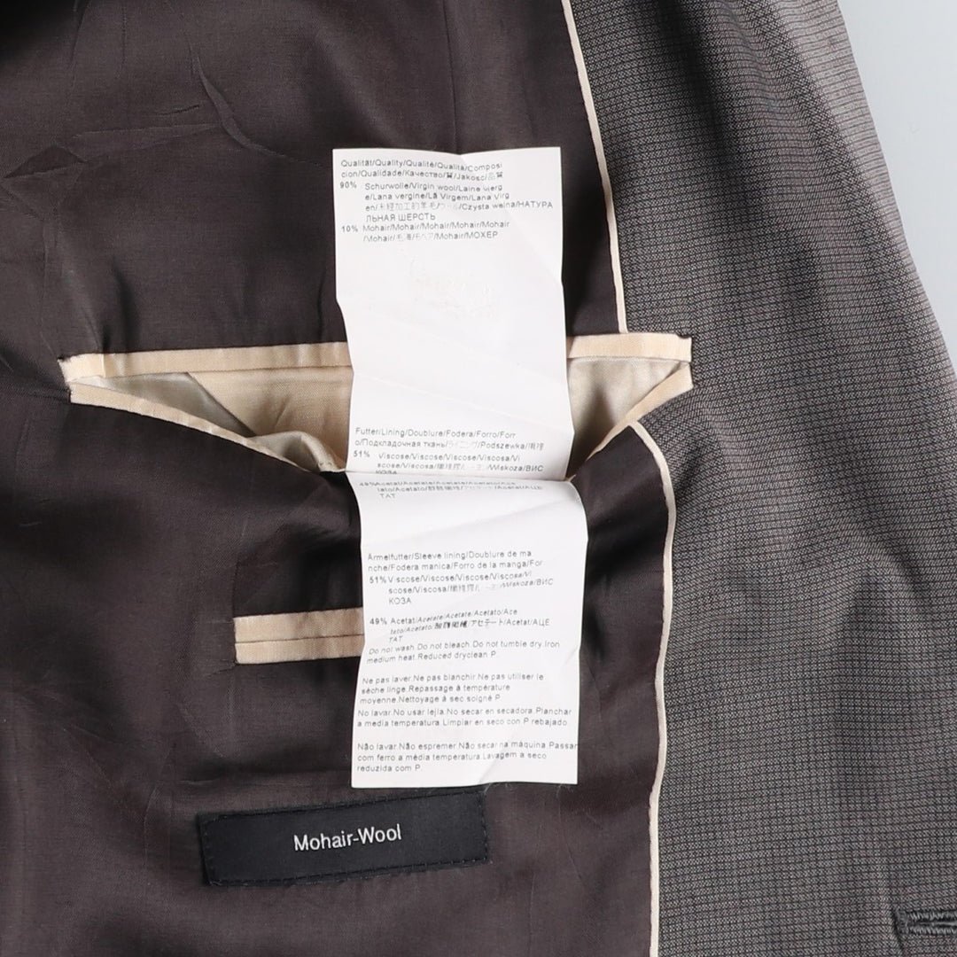 Hugo Boss Check Pattern Mohair Blend Wool Tailored Jacket, Men's Size L wool gray type Vintage Second Hand