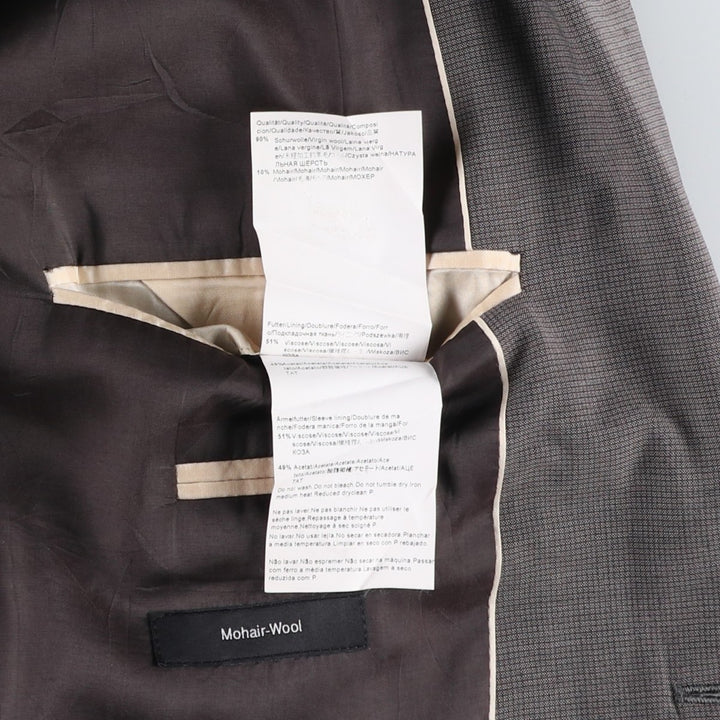 Hugo Boss Check Pattern Mohair Blend Wool Tailored Jacket, Men's Size L wool gray type Vintage Second Hand