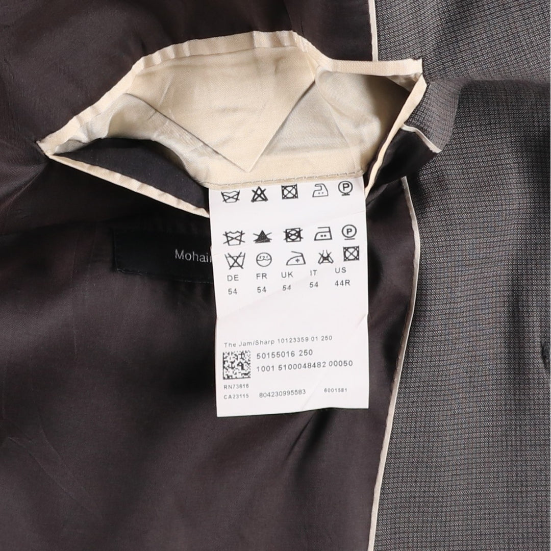 Hugo Boss Check Pattern Mohair Blend Wool Tailored Jacket, Men's Size L wool gray type Vintage Second Hand