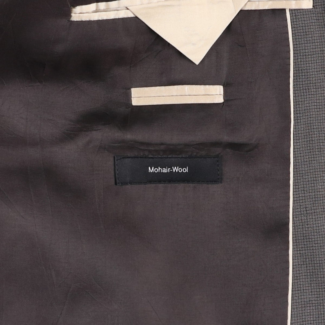Hugo Boss Check Pattern Mohair Blend Wool Tailored Jacket, Men's Size L wool gray type Vintage Second Hand