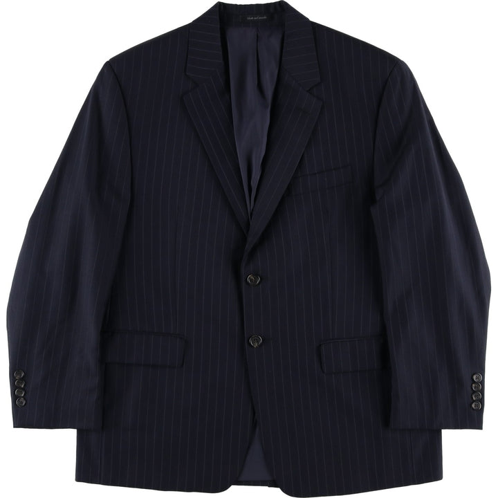 Ralph Lauren Lauren Striped Wool Tailored Jacket, Made in Canada, Men's Size L wool navy blue type Vintage Second Hand