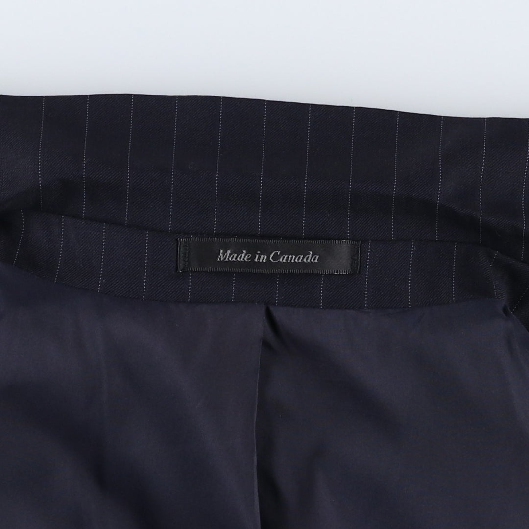 Ralph Lauren Lauren Striped Wool Tailored Jacket, Made in Canada, Men's Size L wool navy blue type Vintage Second Hand
