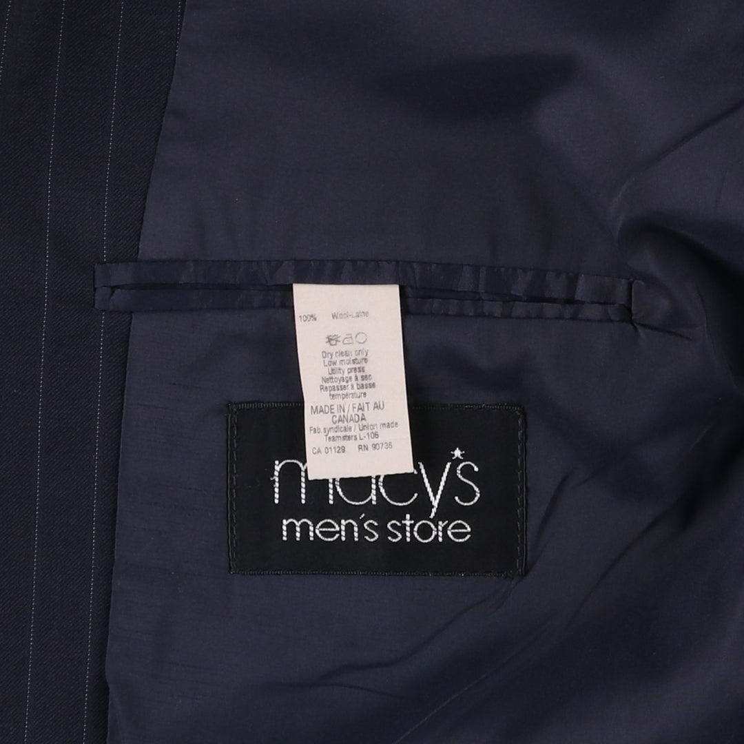 Ralph Lauren Lauren Striped Wool Tailored Jacket, Made in Canada, Men's Size L wool navy blue type Vintage Second Hand