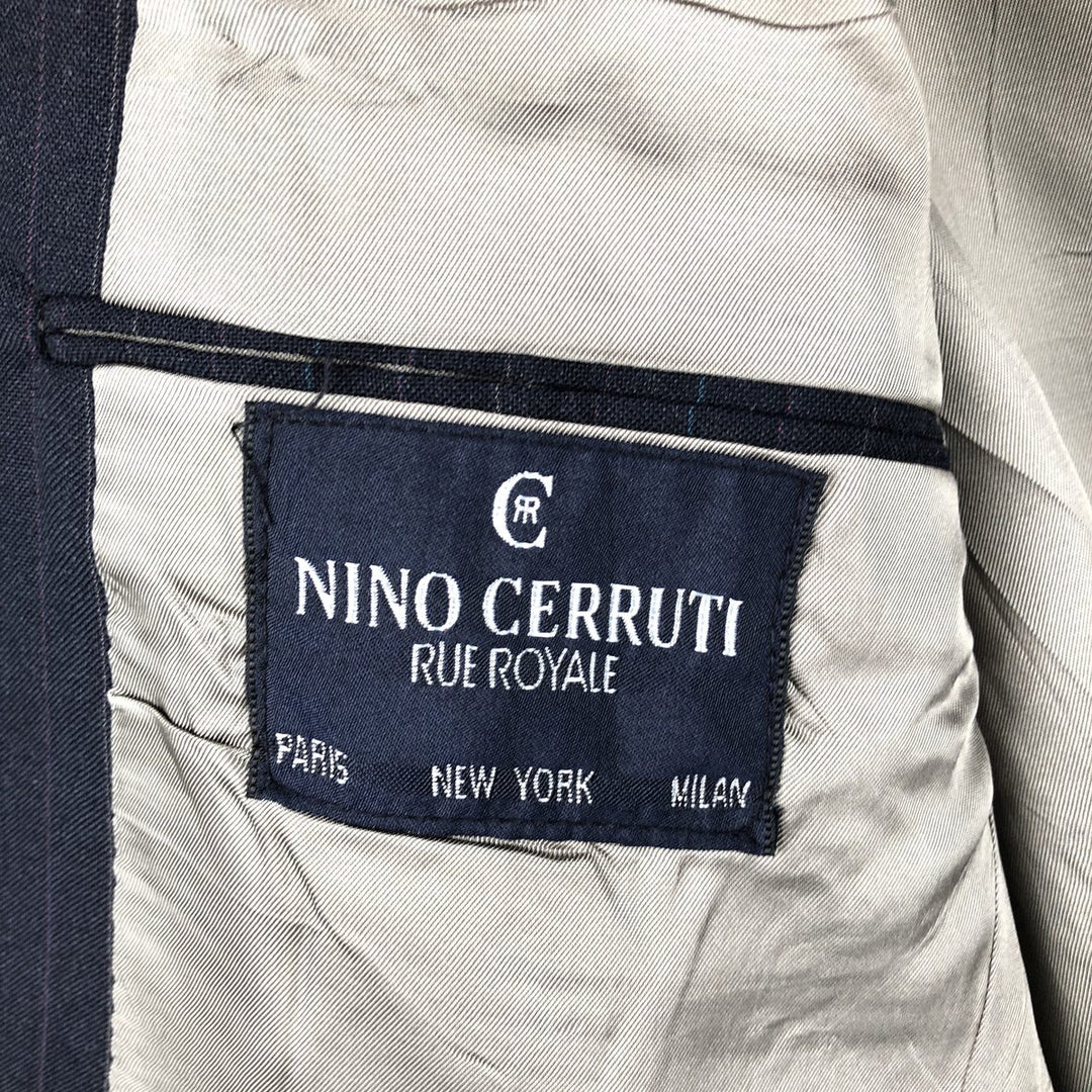NINO CERRUTI Striped Pattern Blazer, Tailored Jacket, Made in USA, Men's Size M unclear navy blue type Vintage Second Hand