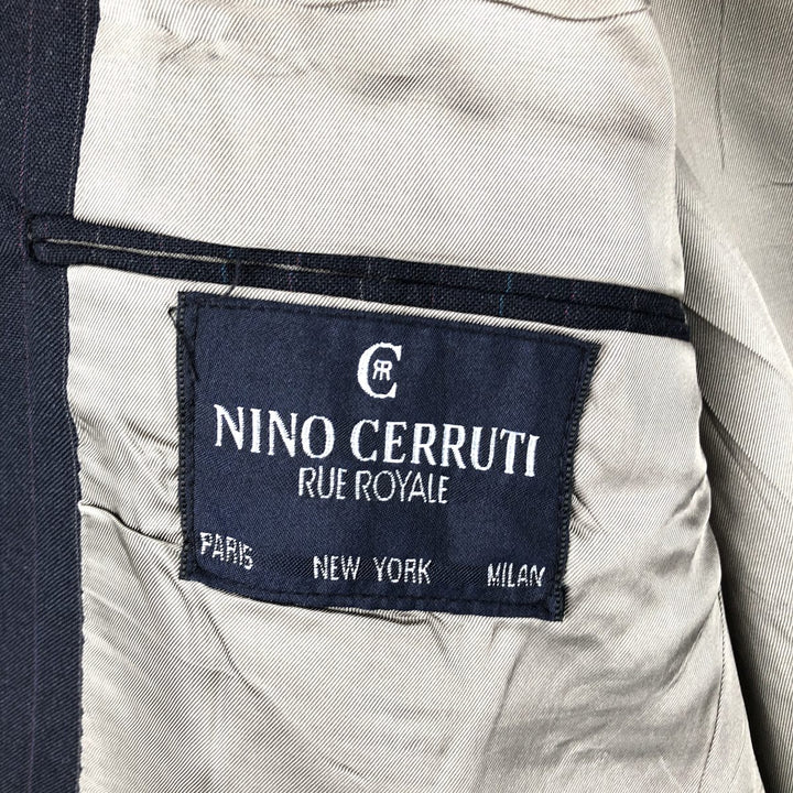 NINO CERRUTI Striped Pattern Blazer, Tailored Jacket, Made in USA, Men's Size M unclear navy blue type Vintage Second Hand