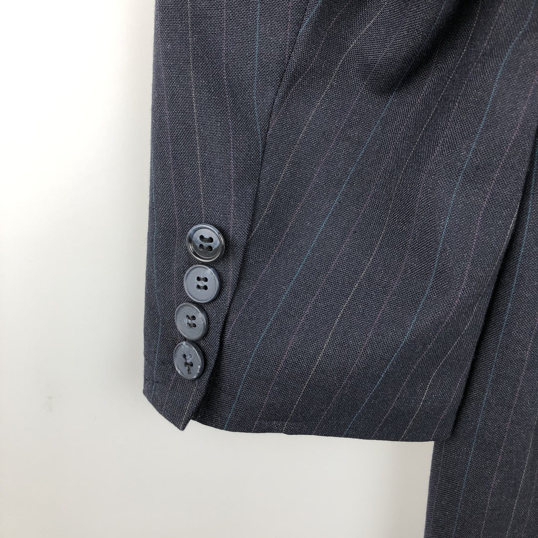 NINO CERRUTI Striped Pattern Blazer, Tailored Jacket, Made in USA, Men's Size M unclear navy blue type Vintage Second Hand
