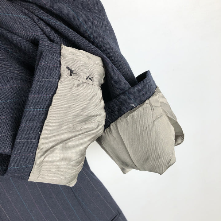NINO CERRUTI Striped Pattern Blazer, Tailored Jacket, Made in USA, Men's Size M unclear navy blue type Vintage Second Hand