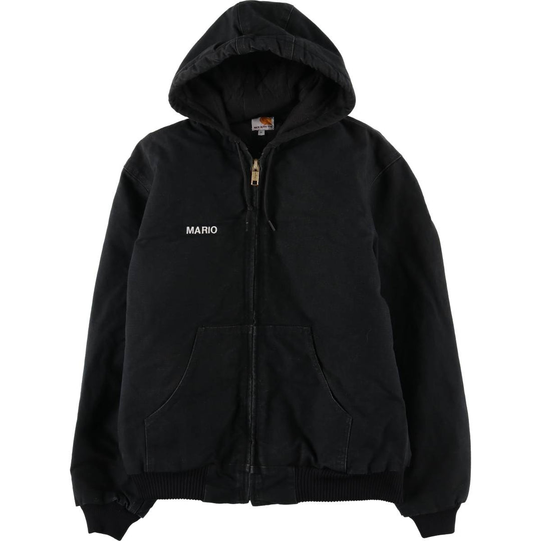 Carhartt Active Jacket, Padded Duck Full-Zip Hoodie, Made in USA, Men's Size Medium cotton black type Vintage Second Hand