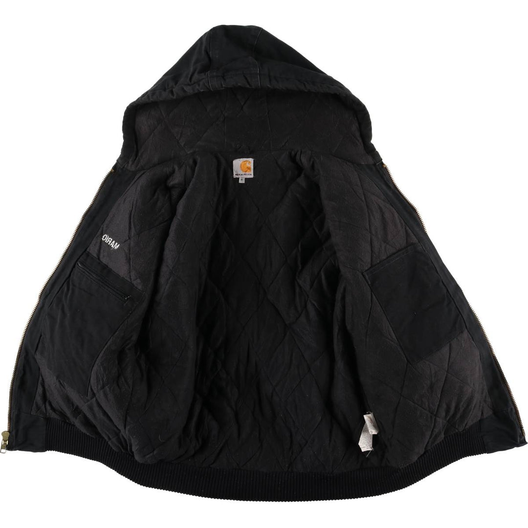 Carhartt Active Jacket, Padded Duck Full-Zip Hoodie, Made in USA, Men's Size Medium cotton black type Vintage Second Hand