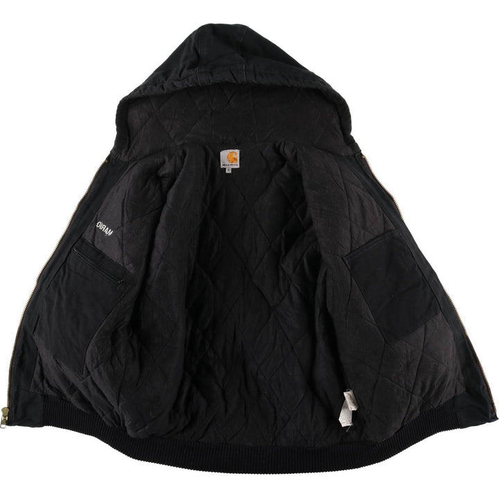 Carhartt Active Jacket, Padded Duck Full-Zip Hoodie, Made in USA, Men's Size Medium cotton black type Vintage Second Hand