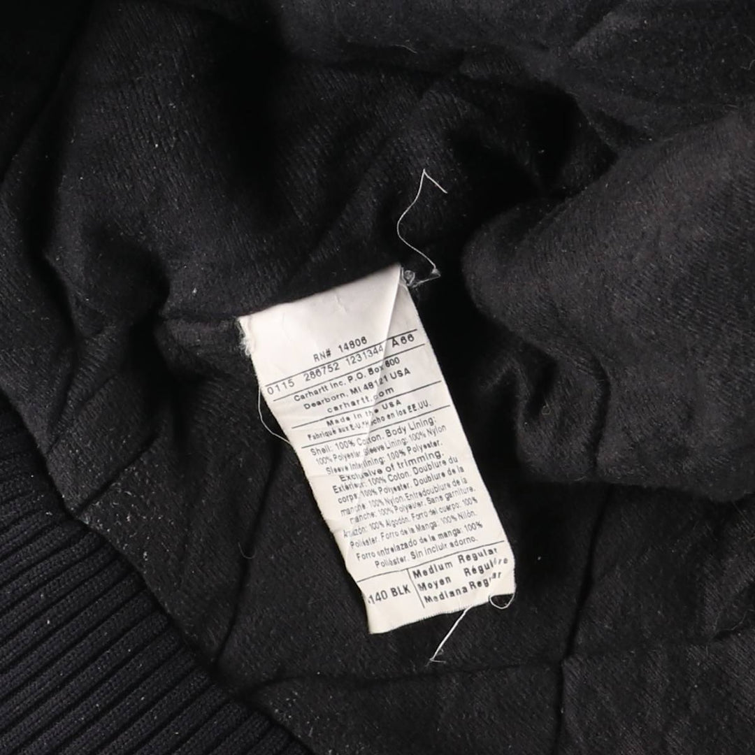 Carhartt Active Jacket, Padded Duck Full-Zip Hoodie, Made in USA, Men's Size Medium cotton black type Vintage Second Hand