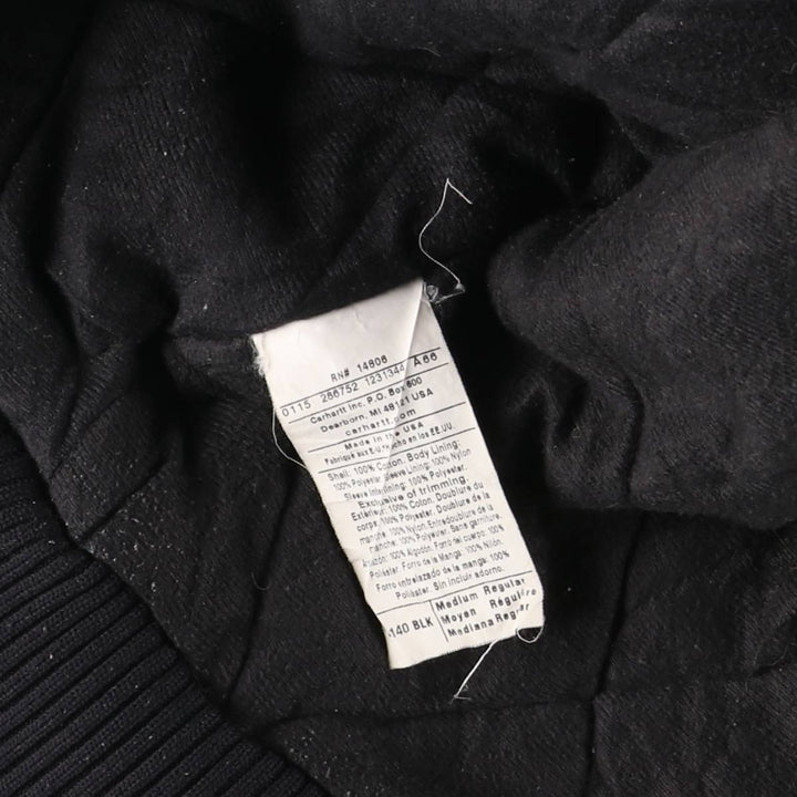 Carhartt Active Jacket, Padded Duck Full-Zip Hoodie, Made in USA, Men's Size Medium cotton black type Vintage Second Hand
