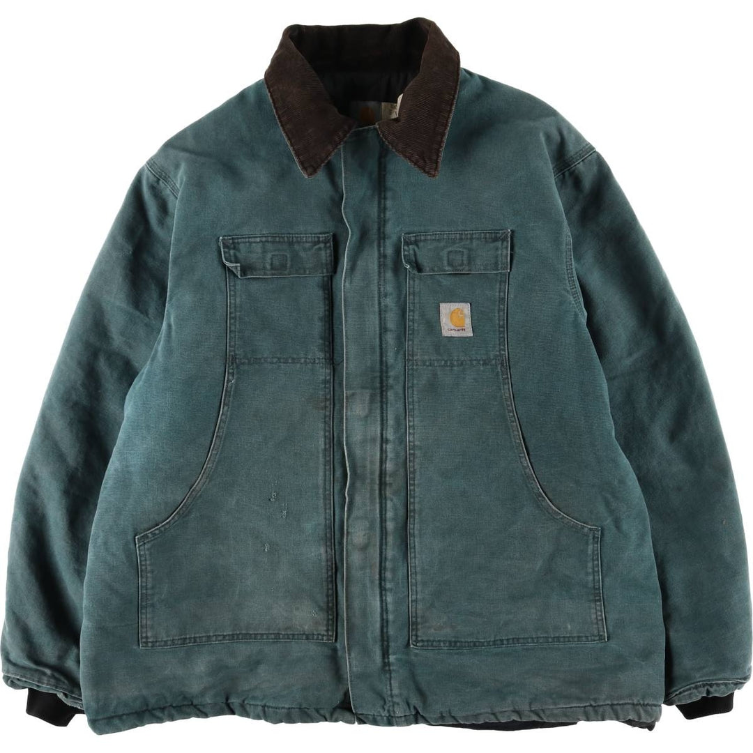 90'S Carhartt Traditional Padded Duck Work Jacket, Made in USA, Men's XXL, Vintage cotton turquoise blue Vintage Second Hand