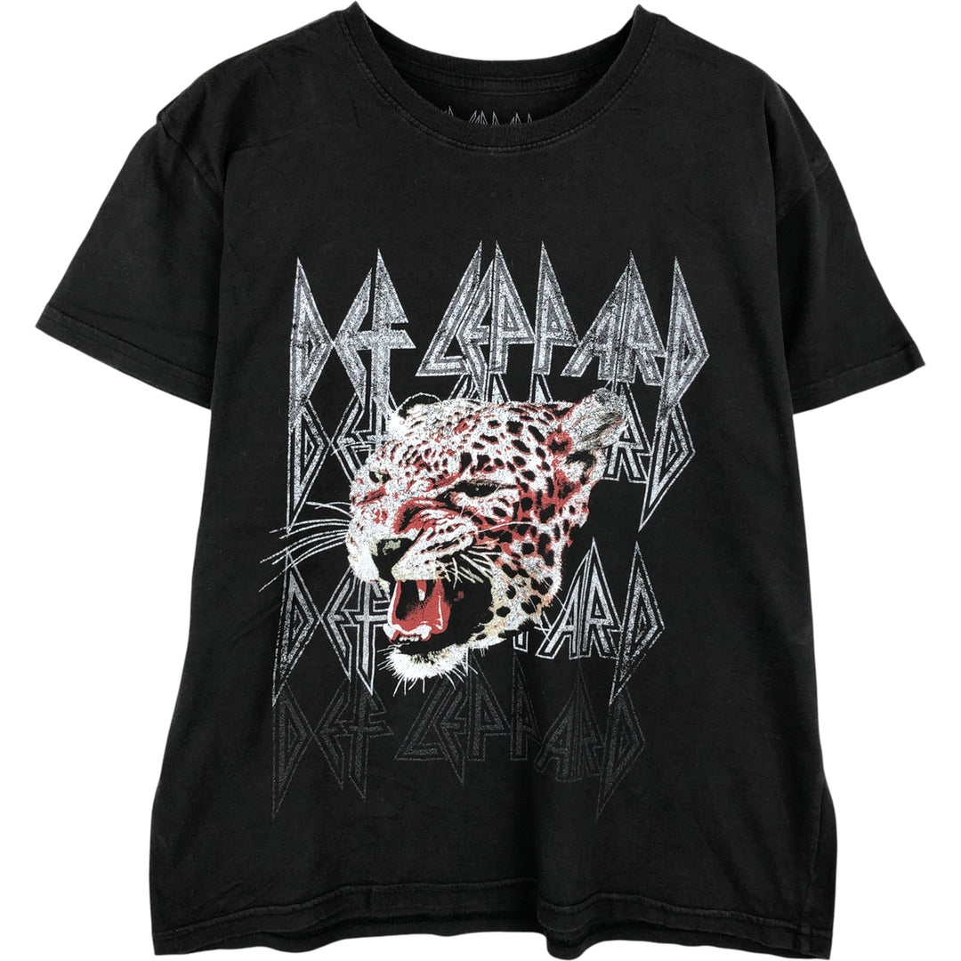 DEF LEPPARD Def Leppard Leopard Pattern Band T-shirt Band Tee Men's XL equivalent cotton black type Vintage Second Hand