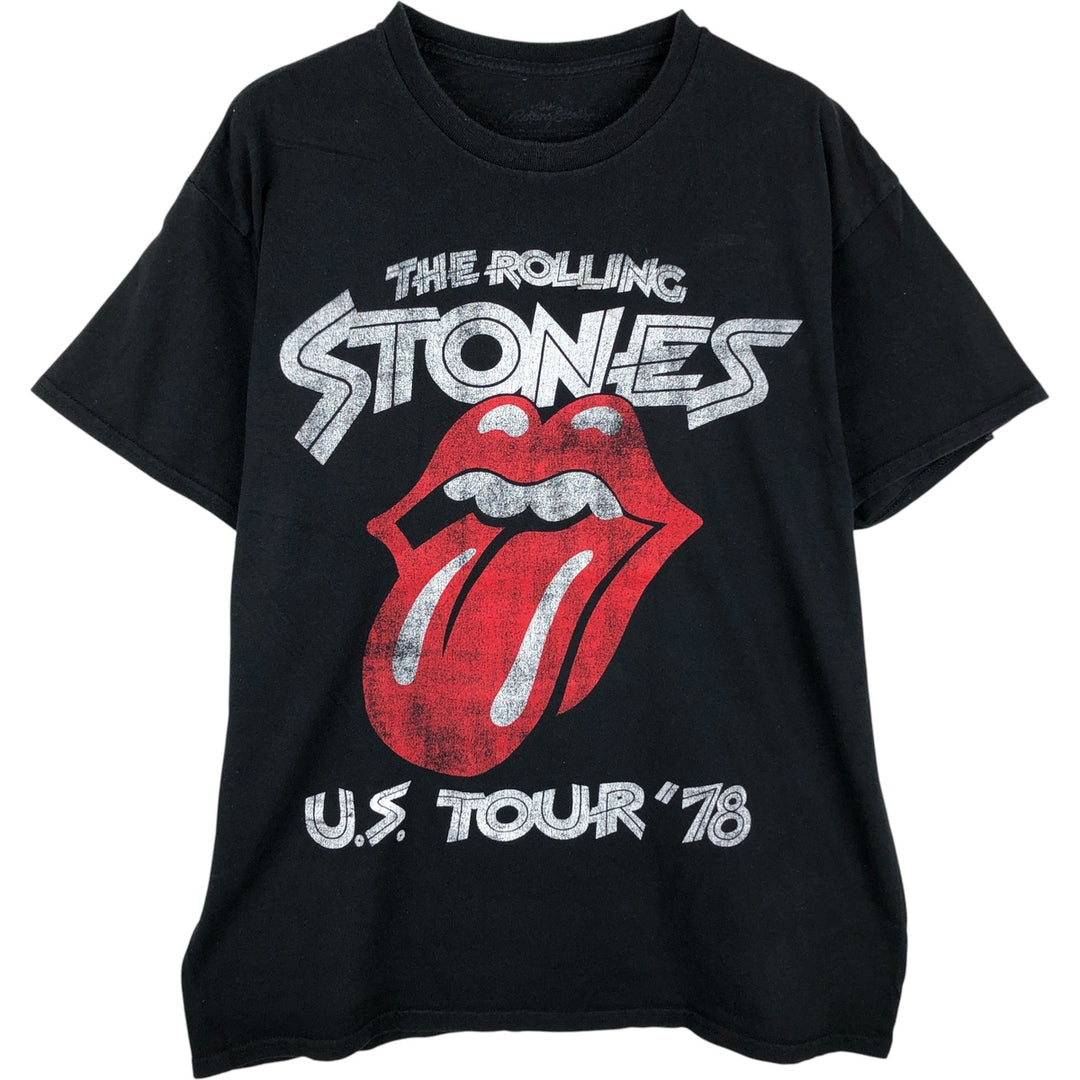THE ROLLING STONES Band T-shirt, Men's L size unclear black type Vintage Second Hand