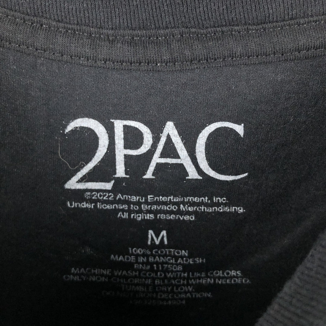 2PAC Rap T-shirt, Men's Size Medium cotton black type Vintage Second Hand