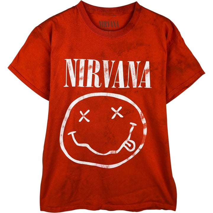 NIRVANA Print Band T-Shirt, Men's Size Medium cotton orange type Vintage Second Hand
