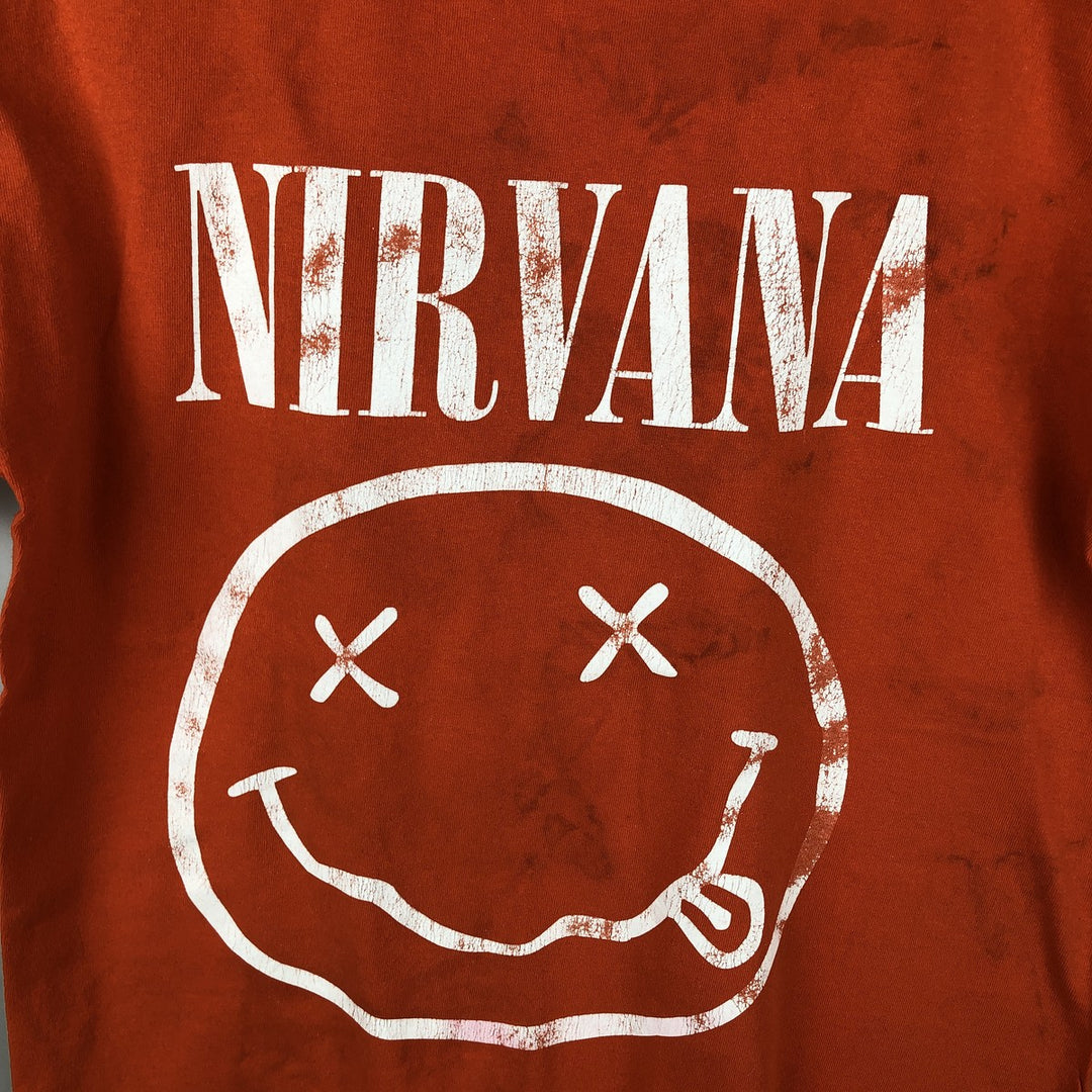 NIRVANA Print Band T-Shirt, Men's Size Medium cotton orange type Vintage Second Hand