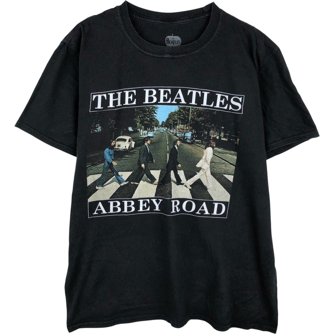 THE BEATLES Band T-shirt, Men's L size cotton black type Vintage Second Hand